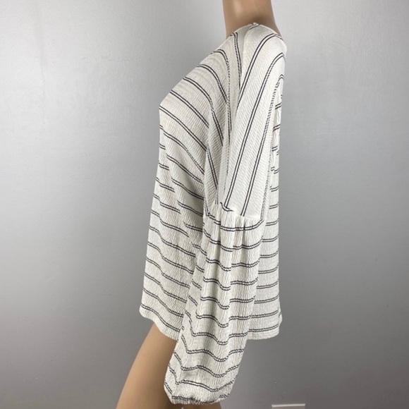 NEW FRENCH CONNECTION STRIPED BALLOON SLEEVE TOP - Picture 5 of 8